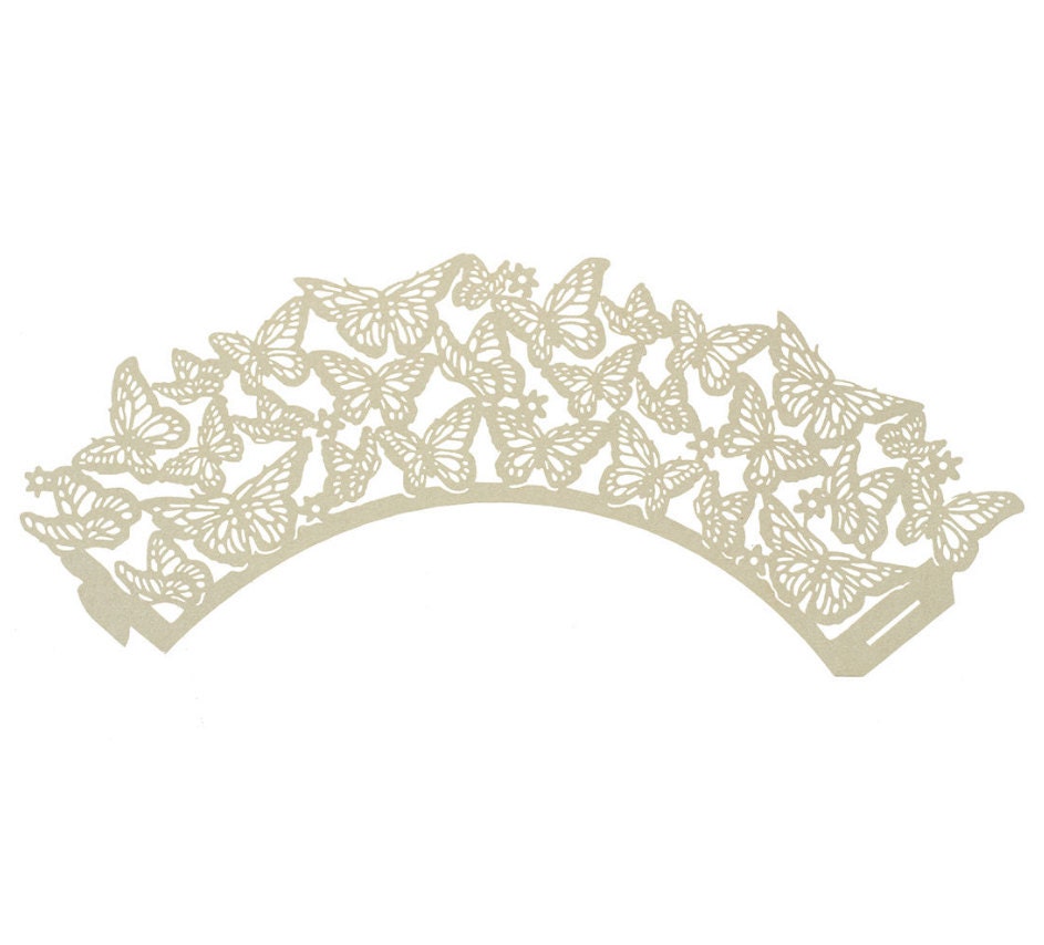 Bakell Ivory Butterfly Lace Cupcake Liners 25 PC Set Cake Liners Wrapper Cupcake Baking Caking and Craft Tools