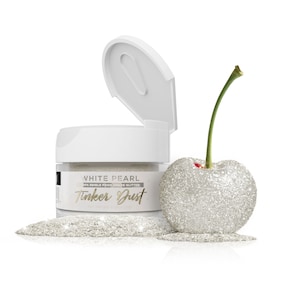White Pearl Tinker Dust Jars (5g and 25g Sizes) Edible Glitter for Cake Decorating, Cupcakes, Desserts and Beverages by Bakell