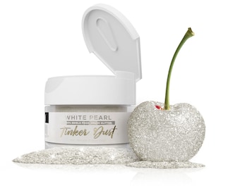 White Pearl Tinker Dust Jars (5g and 25g Sizes) Edible Glitter for Cake Decorating, Cupcakes, Desserts and Beverages by Bakell