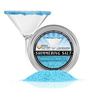Blue Shimmering Drink Rimming Salt (4oz & 1lb Sizes) Edible Glitter Coated Salt For Beverages, Cocktails, Mocktails, Margaritas and more!