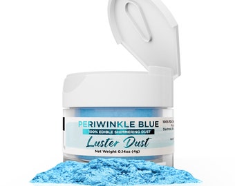 Periwinkle Blue Edible Luster Dust and Cake Paint (4g, 1x Jar) Glitter Dust for Cake Decorating, Cupcakes, Cookies and Candy by Bakell