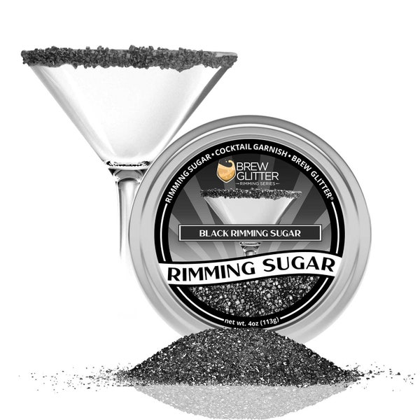 Black Drink Rimming Sugar (4oz & 1lb Bulk Sizes) | Big Sugar Crystals for Garnishing Cocktails,  Beverages and Soft Drinks by Brew Glitter