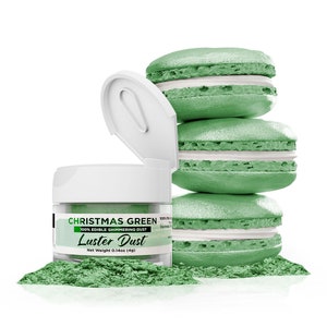 Chirstmas Green Luster Dust and Paint Jars (4g & 25g Sizes) Edible Glitter Dust for Cake Decorating, Cupcakes, Cookies and Candy by Bakell