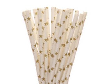 Gold Stars 25pc Paper Straws