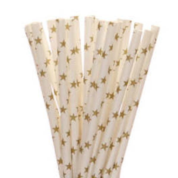 Gold Star Straws / Cake Pop Sticks - Decorative Straws from Bakell - DJ165 Baby shower nursey rhyme christmas