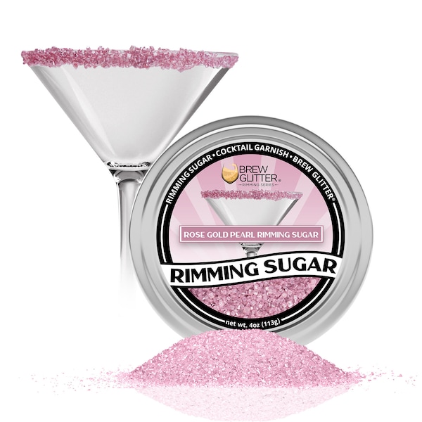 Rose Gold Pearl Drink Rimming Sugar (4oz & 1lb Bulk Sizes) | Sugar for Garnishing Cocktails,  Beverages and Soft Drinks by Brew Glitter