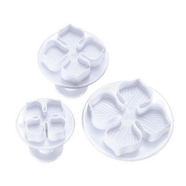 3 PC Set Hydrangea Clover Flower Floral Impression Plunger Pop-out Cutters - Fondant / Gumpaste Pop-out Plunger Tools from Bakell - AFT6232