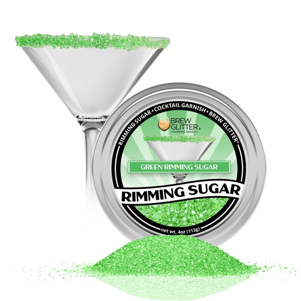 Green Drink Rimming Sugar (4oz & 1lb Bulk Sizes) | Sugar for Garnishing Cocktails,  Beverages and Soft Drinks by Brew Glitter