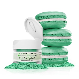 Classic Green Luster Dust and Paint Jars (4g & 25g Sizes) Edible Glitter Dust for Cake Decorating, Cupcakes, Cookies and Candy by Bakell