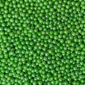 Green Pearl Edible 4mm Beads Sprinkles - (1/2 Cup and 1lb Bulk) Candy Decor for Cakes, Ice Cream & Cookies by Krazy Sprinkles