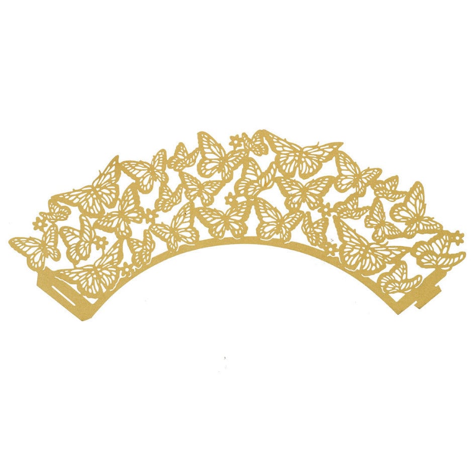 Bakell Gold Butterfly Lace Cupcake Liners wrappers 25 PC Set Cake Liners Wrapper Cupcake Baking Caking and Craft Tools