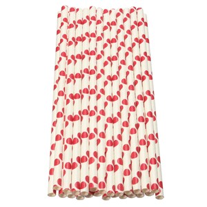 Christmas Red Polka Dot Print Paper Straws (24 Pieces) For Cake Pops, Beverages, Crafting and Baking by Bakell