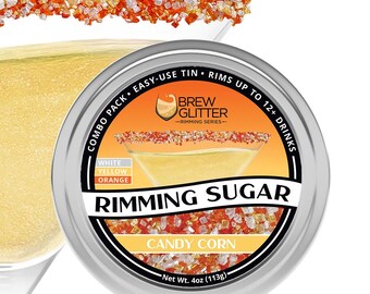 Candy Corn Rimming Sugar Mix (4oz 1x Tin) | Halloween Drink Rimmer for Beverages, Cocktails, Margaritas by Brew Glitter