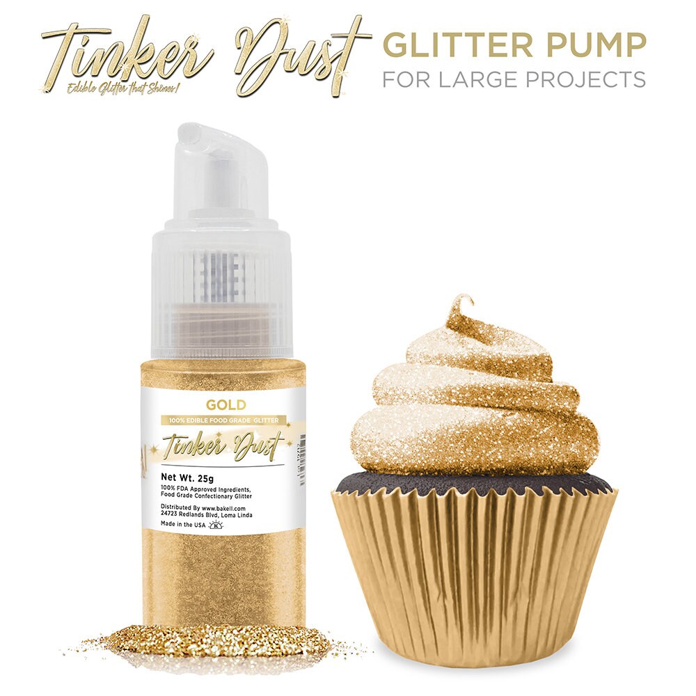 GOLD and SILVER Edible glitter powder LUSTER DUST spray pump for cake  decoration, chocolate paint, strawberries, Cake, Cupcake, drinks, jelly  shot
