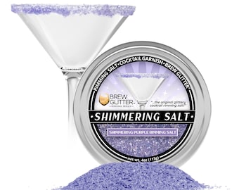Purple Shimmering Drink Rimming Salt (4oz & 1lb Sizes) Edible Glitter Coated Salt For Beverages, Cocktails, Mocktails, Margaritas and more!
