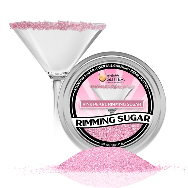 Pink Pearl Drink Rimming Sugar (4oz & 1lb Bulk Sizes) | Sugar for Garnishing Cocktails,  Beverages and Soft Drinks by Brew Glitter