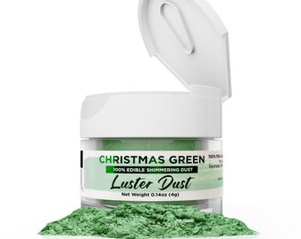 Chirstmas Green Luster Dust and Paint Jars (4g & 25g Sizes) Edible Glitter Dust for Cake Decorating, Cupcakes, Cookies and Candy by Bakell