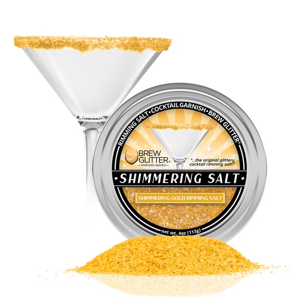 Gold Shimmering Drink Rimming Salt (4oz & 1lb Bulk Sizes) | For Garnishing Cocktails and Beverages by Brew Glitter