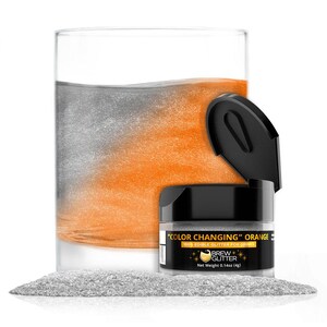 Color Changing Orange Brew Glitter Jars (4g and 25g Sizes) Edible Drink Glitter for Beer, Cocktails and Beverages