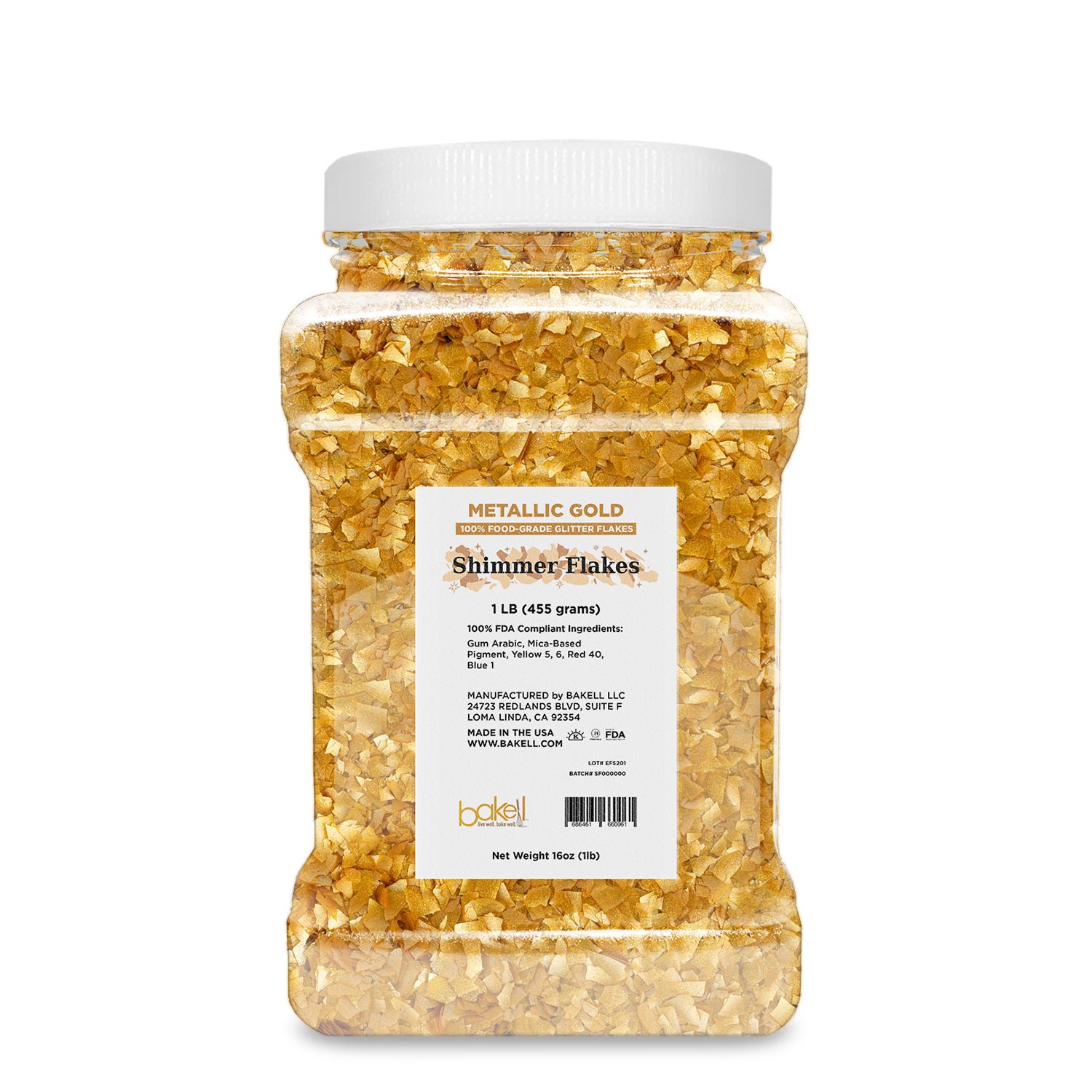 Metallic Gold Edible Glitter Flakes < Downtown Dough
