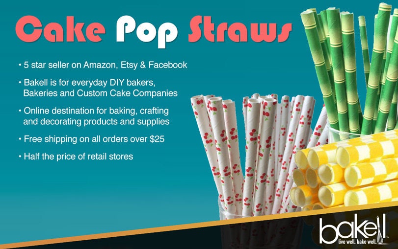Red Candy Cane Stripes Cake Pop Party Straws