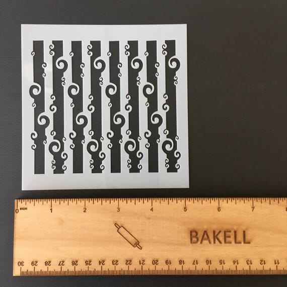 Decorating Ocean Wave Pattern Stencil 5x5 Art Stencil and Food Safe Stencils from Bakell