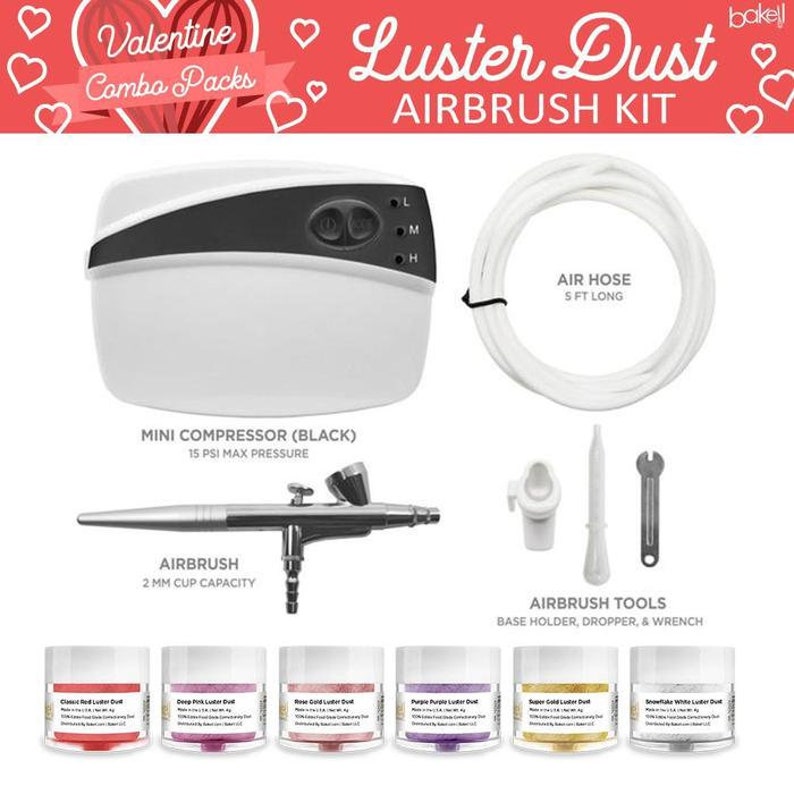 Valentine/'s Day Airbrush Gun Kit Black 7 PC SET
