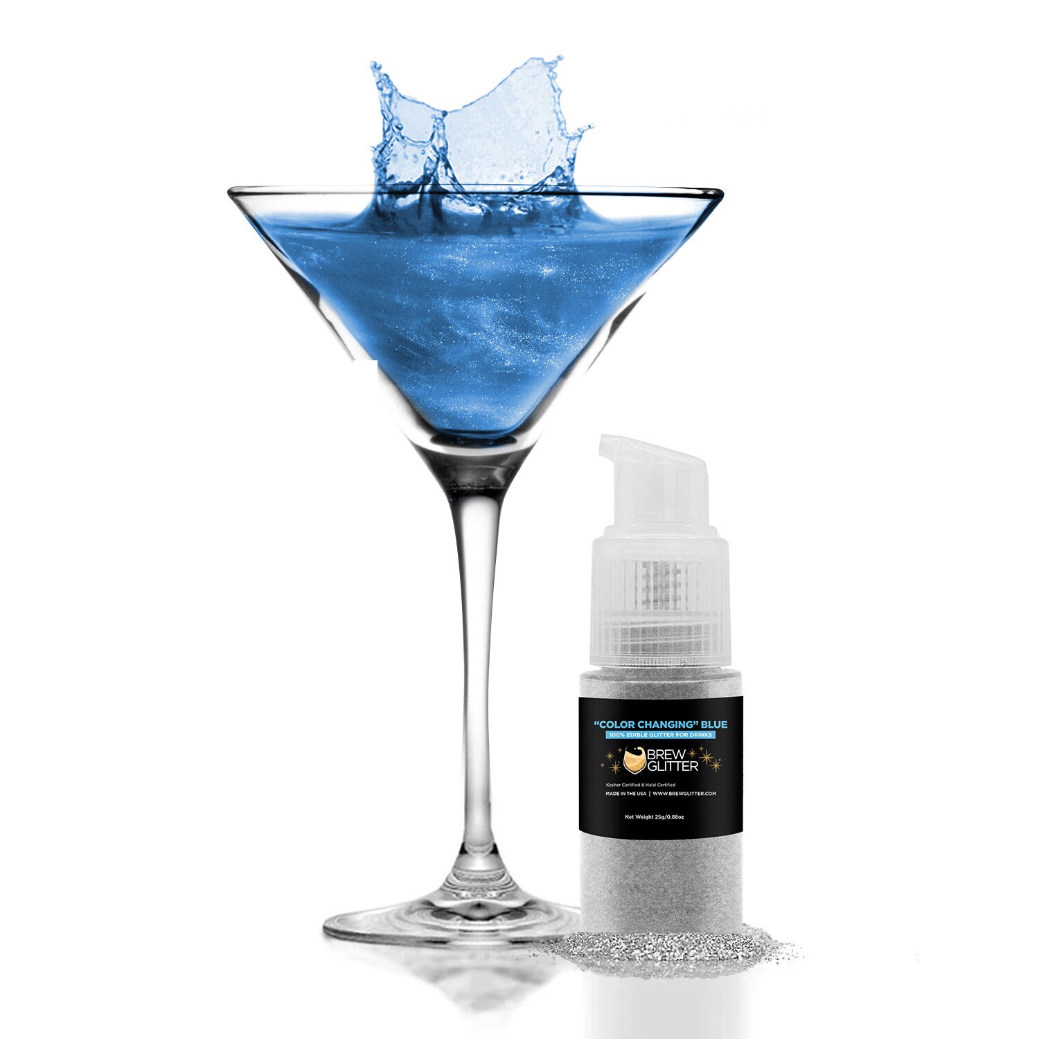 Blue Color Changing Drink Glitter Spray Pump Kosher & Halal Certified Brew  Glitter 