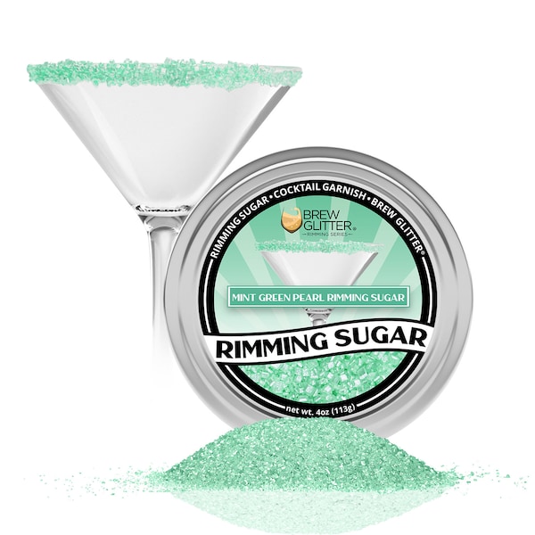 Mint Green Drink Rimming Sugar (4oz & 1lb Bulk Sizes) | Sugar for Garnishing Cocktails,  Beverages and Soft Drinks by Brew Glitter