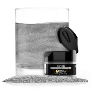 Silver Brew Glitter Jars (4g and 25g Sizes) Edible Drink Glitter for Beer, Cocktails and Beverages