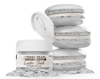Intense Pearl White Luster Dust and Paint (4g & 25g Sizes) Edible Glitter Dust for Cake Decorating, Cupcakes, Cookies and Candy by Bakell