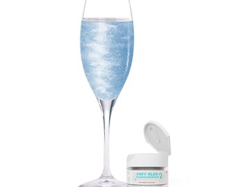 Baby Blue Gender Reveal Color Changing Edible Beverage Glitter | For Drinks, Cocktails and Mocktails From Bakell