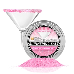 Pink Shimmering Drink Rimming Salt (4oz & 1lb Sizes) Edible Glitter Coated Salt For Beverages, Cocktails, Mocktails, Margaritas and more!