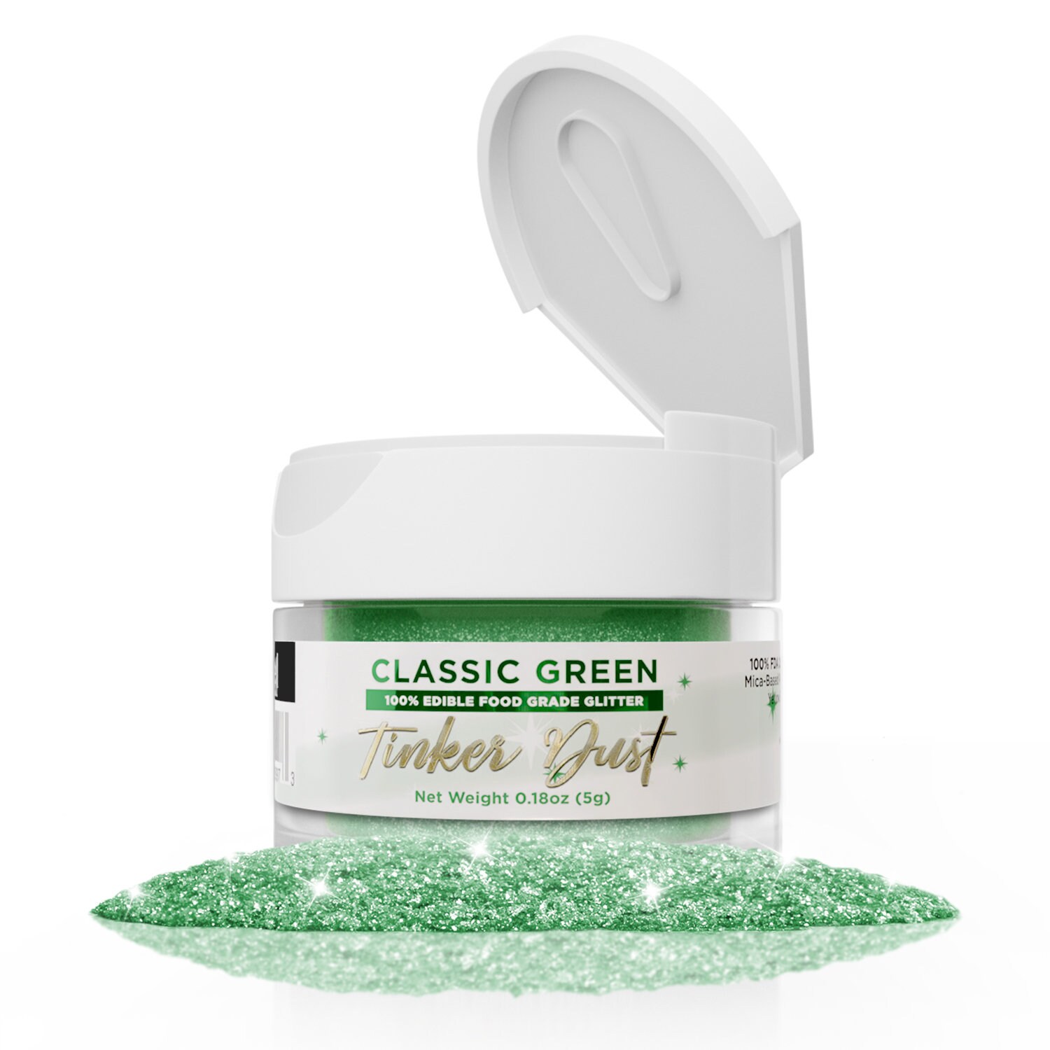 Purpurina comestible Classic Green Tinker Dust, tarro de 5 g / Bakell® -   México