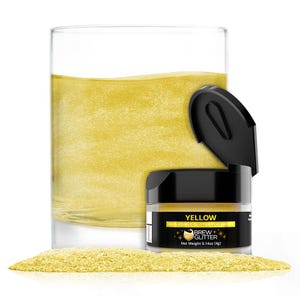 Yellow Brew Glitter Jars (4g and 25g Sizes) Edible Drink Glitter for Beer, Cocktails and Beverages
