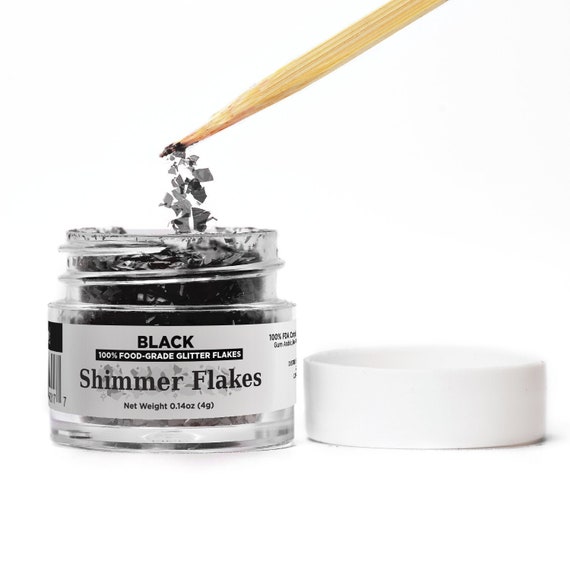 Black Edible Shimmer Flakes Glitter Flakes, Cake Toppers Bakell 