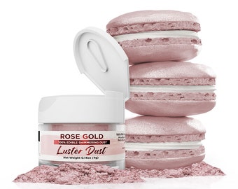 Rose Gold Luster Dust and Paint Jars (4g & 25g Sizes) Edible Glitter Dust for Cake Decorating, Cupcakes, Cookies and Candy by Bakell