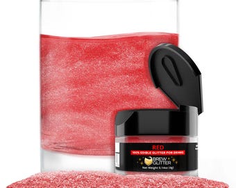 Red Brew Glitter Jars (4g and 25g Sizes) Edible Drink Glitter for Beer, Cocktails and Beverages