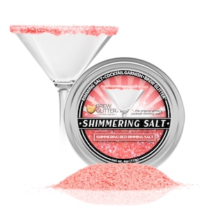 Red Shimmering Drink Rimming Salt (4oz & 1lb Sizes) Edible Glitter Coated Salt For Beverages, Cocktails, Mocktails, Margaritas and more!