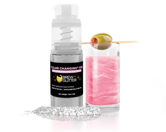 Pink Color Changing Brew Glitter Spray Pumps (4g & 25g Sizes) Edible Drink Glitter for Beer, Beverages and Cocktails