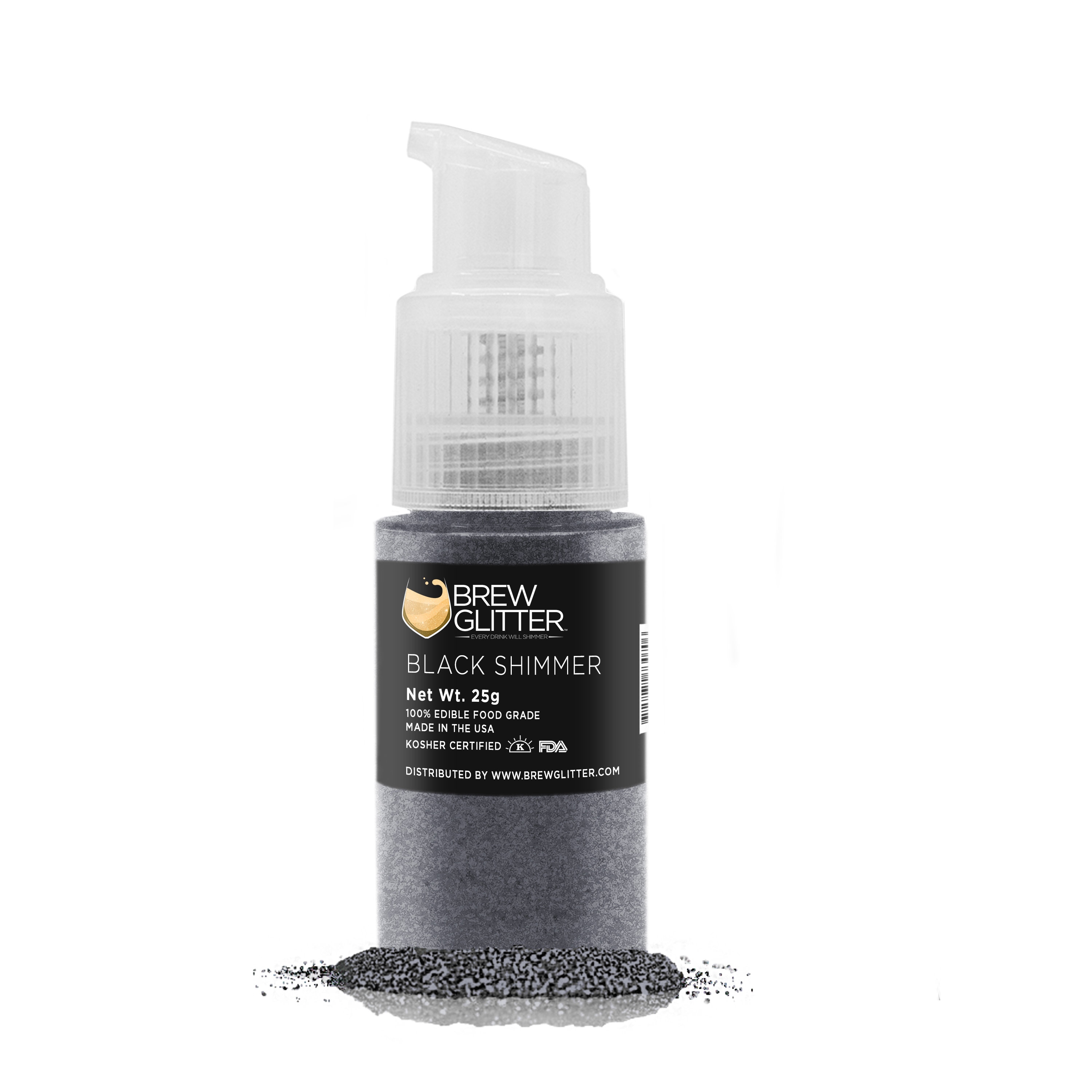 Black Edible Glitter Spray Pump for Drinks 