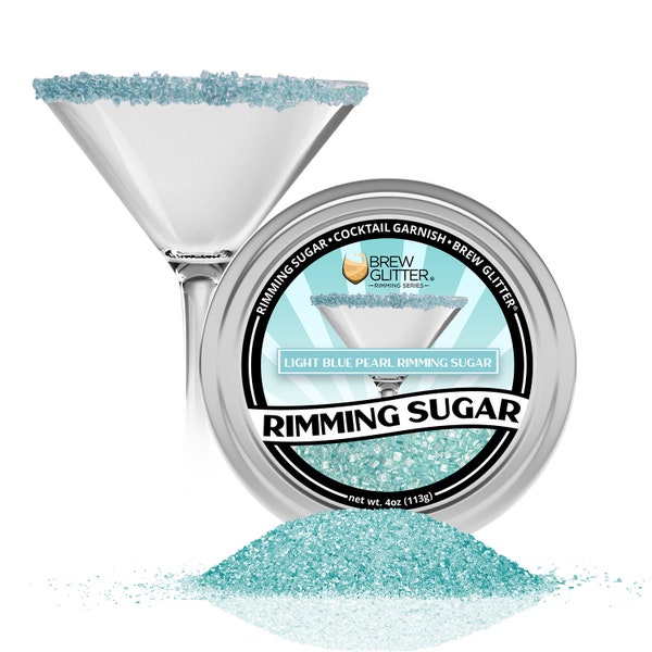 Light Blue Pearl Drink Rimming Sugar (4oz & 1lb Bulk Sizes) | Sugar for Garnishing Cocktails,  Beverages and Soft Drinks by Brew Glitter