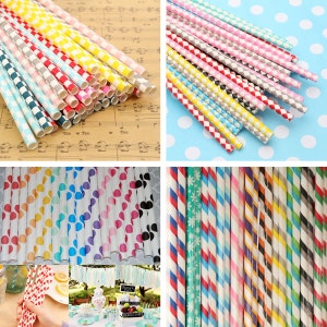 Floral Flower Print Party Straws / Cake Pop Straws / Mason Jar Straws Paper Party Straws image 5