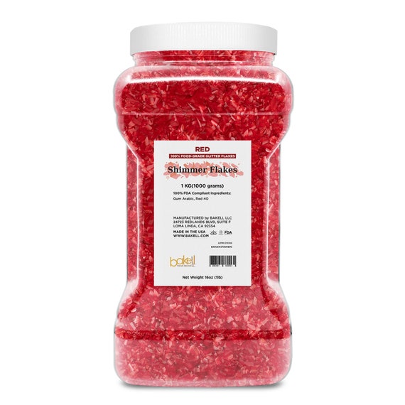 Red Edible Shimmer Flakes Glitter Flakes, Cake Toppers Bakell 