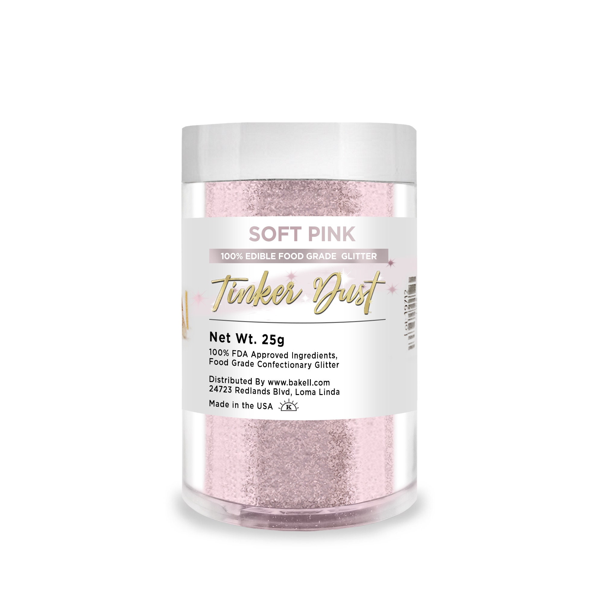 BAKELL Soft Pink Edible Glitter, 5 Gram, TINKER DUST Edible Glitter, KOSHER Certified, 100% Edible Glitter