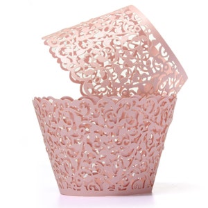 Bakell - Pink Lace Cupcake Liners | 25 PC Set | Cake Liners & Wrapper Cupcake - Baking, Caking and Craft Tools