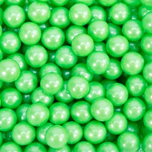 Lime Green Pearl Edible 8mm Beads Sprinkles - (1/2 Cup and 1lb Bulk) Candy Decor for Cakes, Ice Cream & Cookies by Krazy Sprinkles
