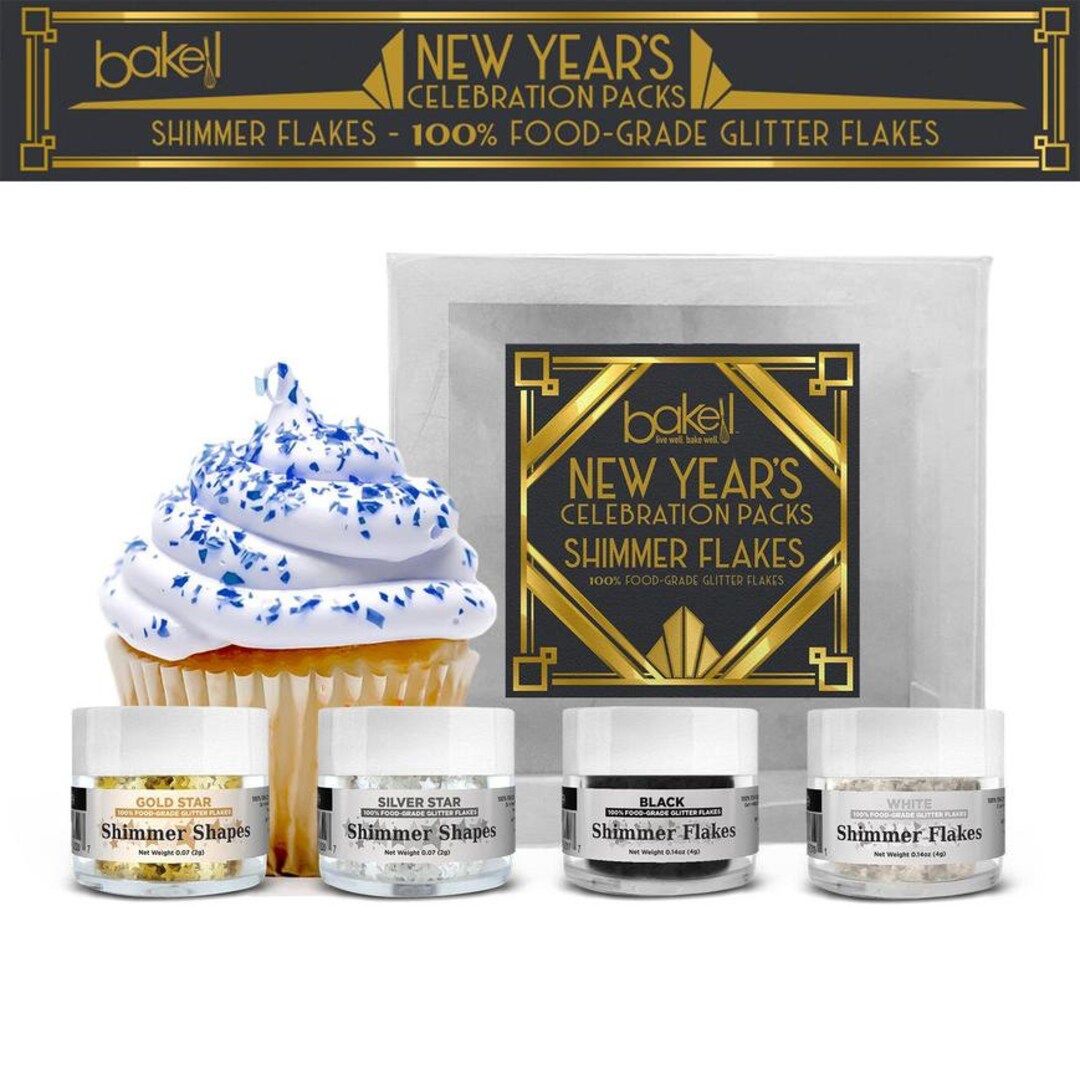 Edible Gold Glitter Flakes and Shapes New Year's Gift Set Etsy