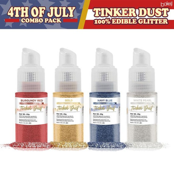 Edible Glitter Spray Pump Kit Pack B 4 SET Tinker Dust Edible Glitter 4th  of July Food & Dessert Decorating Glitters 