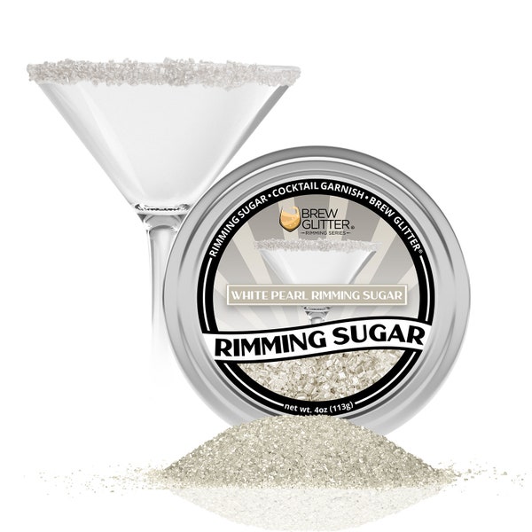 White Pearl Drink Rimming Sugar (4oz & 1lb Bulk Sizes) | Sugar for Garnishing Cocktails,  Beverages and Soft Drinks by Brew Glitter